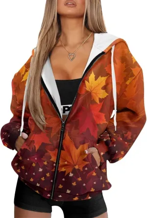 Showudesigns Hoodie for Women Zip Up Jackets Plus Size XS-XL Fashion Sweatshirts Activewear