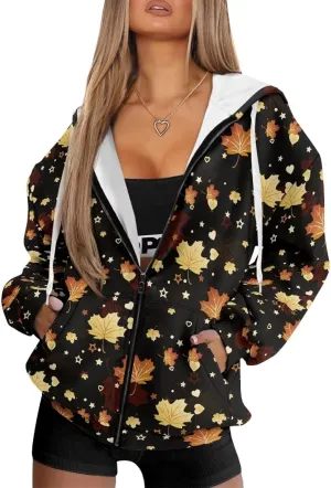Showudesigns Hoodie for Women Zip Up Jackets Plus Size XS-XL Fashion Sweatshirts Activewear