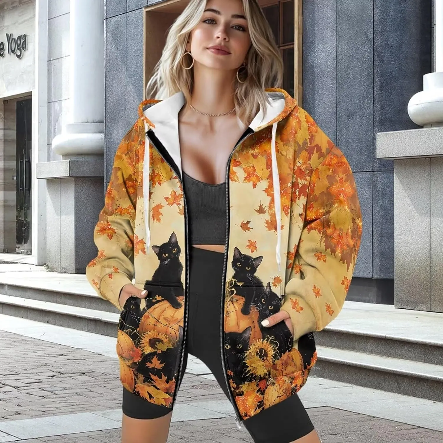 Showudesigns Hoodie for Women Zip Up Jackets Plus Size XS-XL Fashion Sweatshirts Activewear