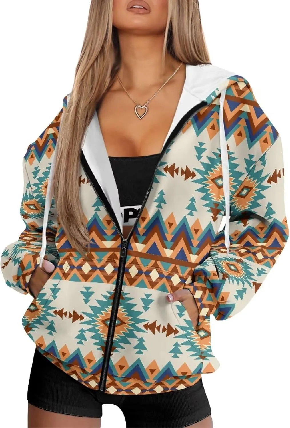 Showudesigns Zip Up Jackets for Women Plus Size Hoodies & Sweatshirts Fall Pullover Spring Tops