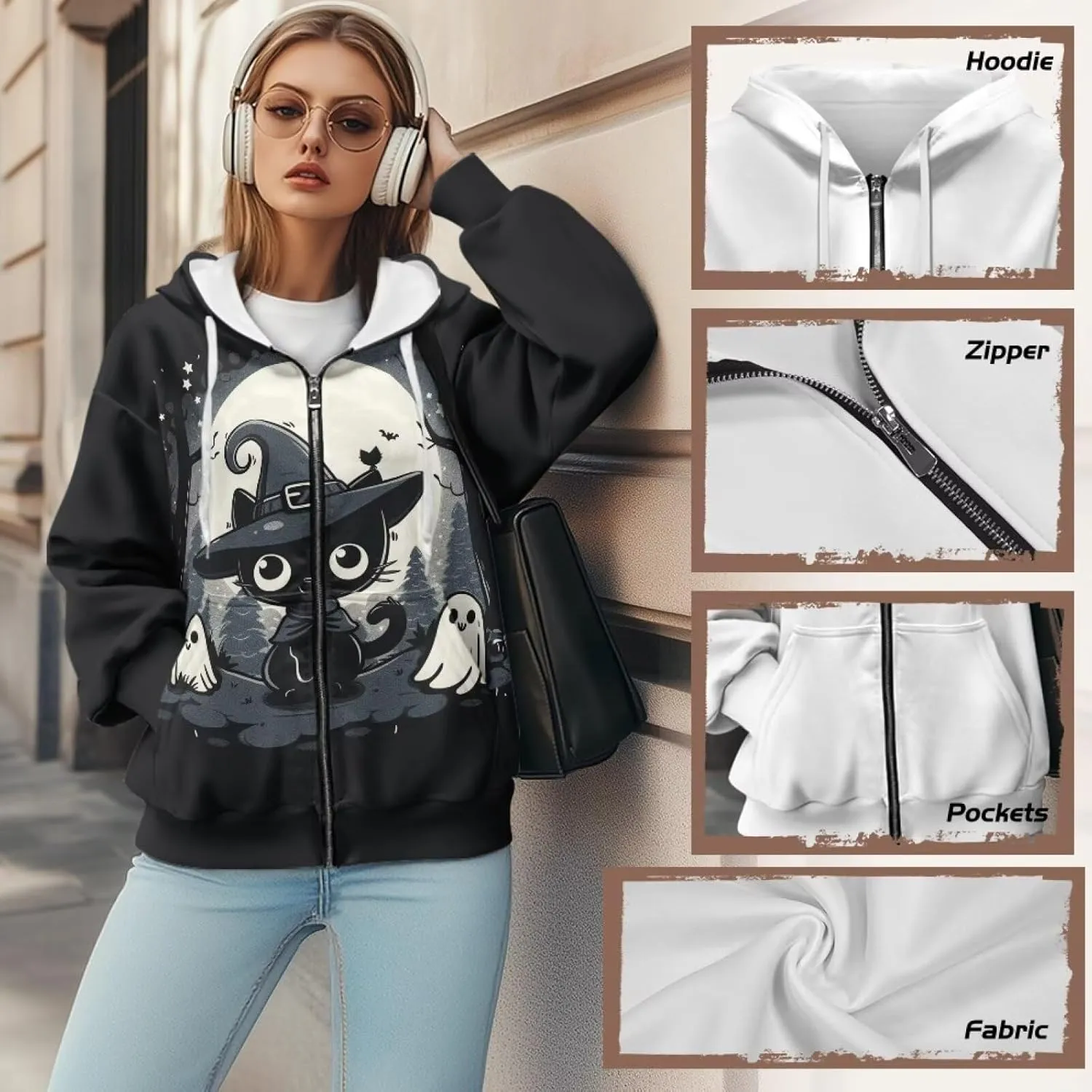 Showudesigns Zip Up Jackets for Women Plus Size Hoodies & Sweatshirts Fall Pullover Spring Tops