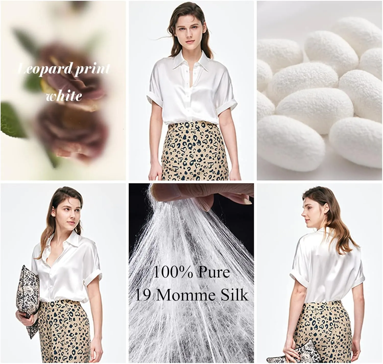 Silk Blouse for Women Button Down Shirts: Women's Short Sleeve Elegant Shirt 100% Pure Silk Casual Tops Summer Luxury Blouses