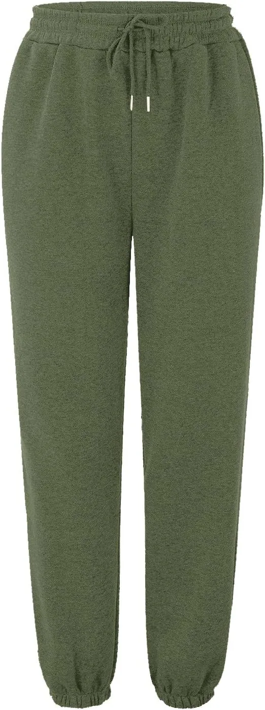 SMIDOW Womens Pockets High Waisted Sweatpants Workout Active Joggers Pants Baggy Drawstring Lounge Bottoms Trousers