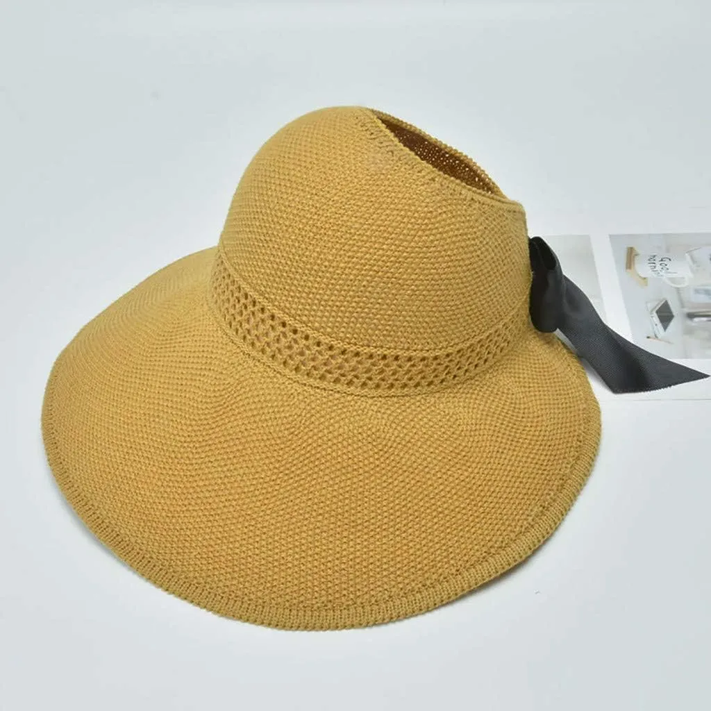 Sun Hats for Women Summer Wide Brim UV UPF 80  Panama Fedora Foldable Packable Straw Beach Vacation Hat