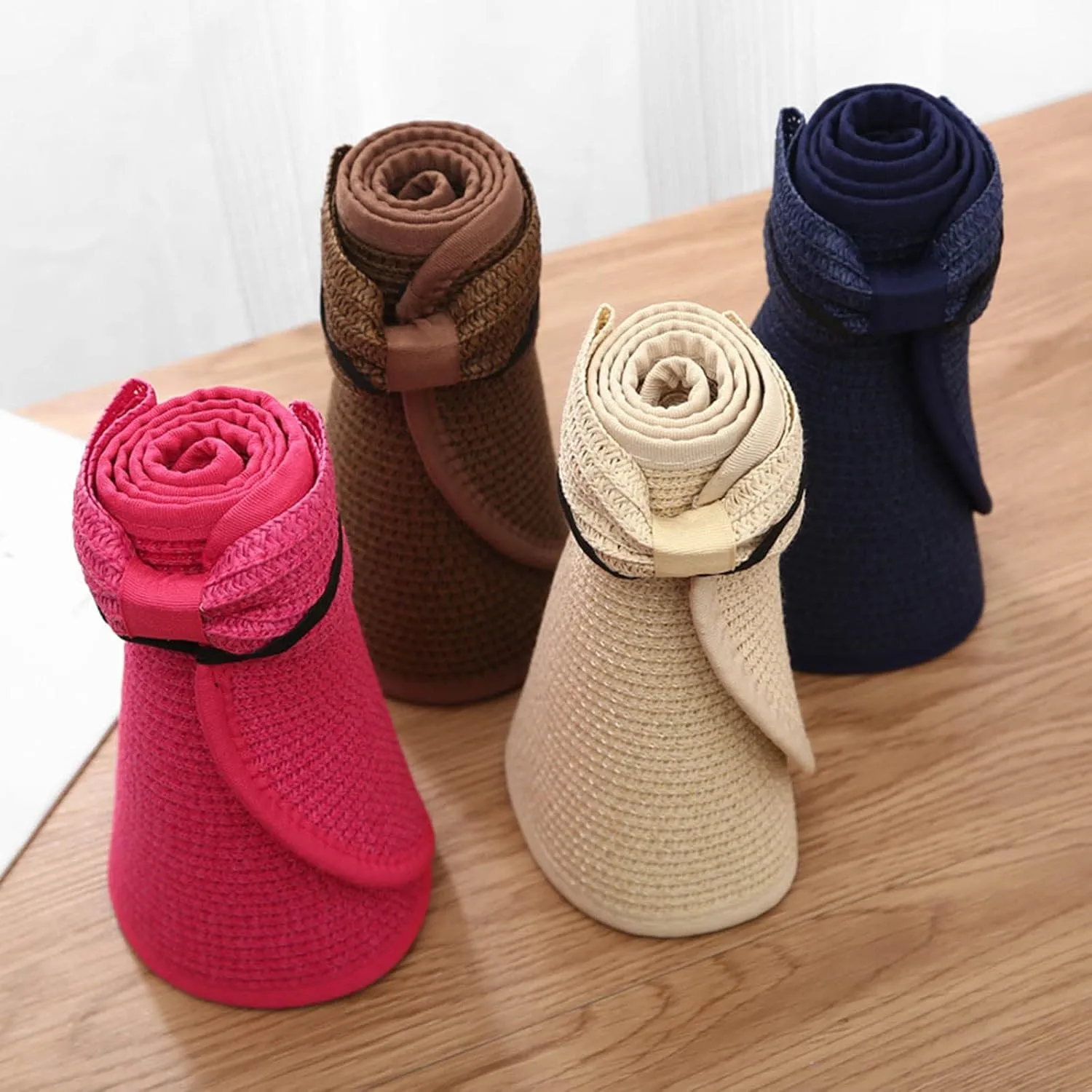 Sun Hats Ponytail Wide Brim Summer Visor for Womens Beach Hat Packable UPF Travel