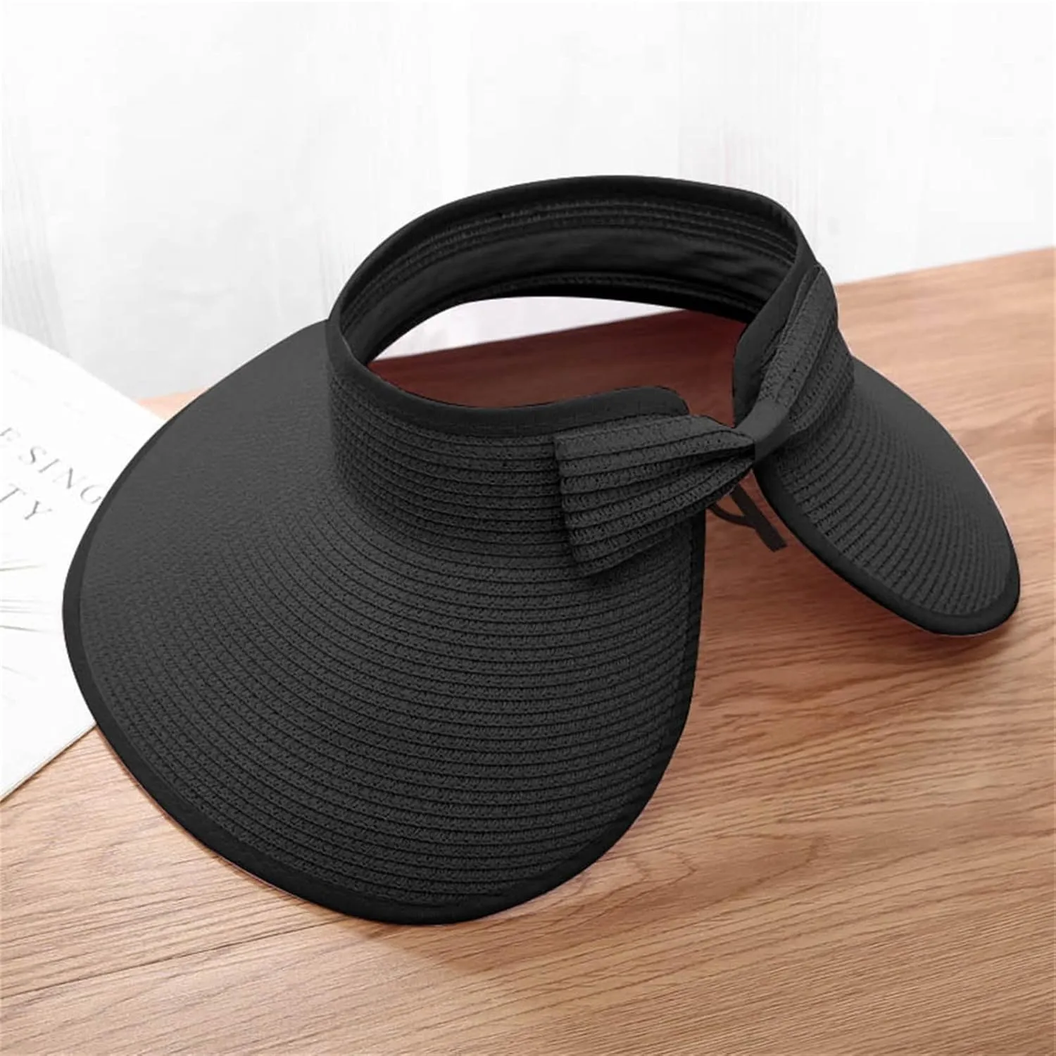 Sun Hats Ponytail Wide Brim Summer Visor for Womens Beach Hat Packable UPF Travel