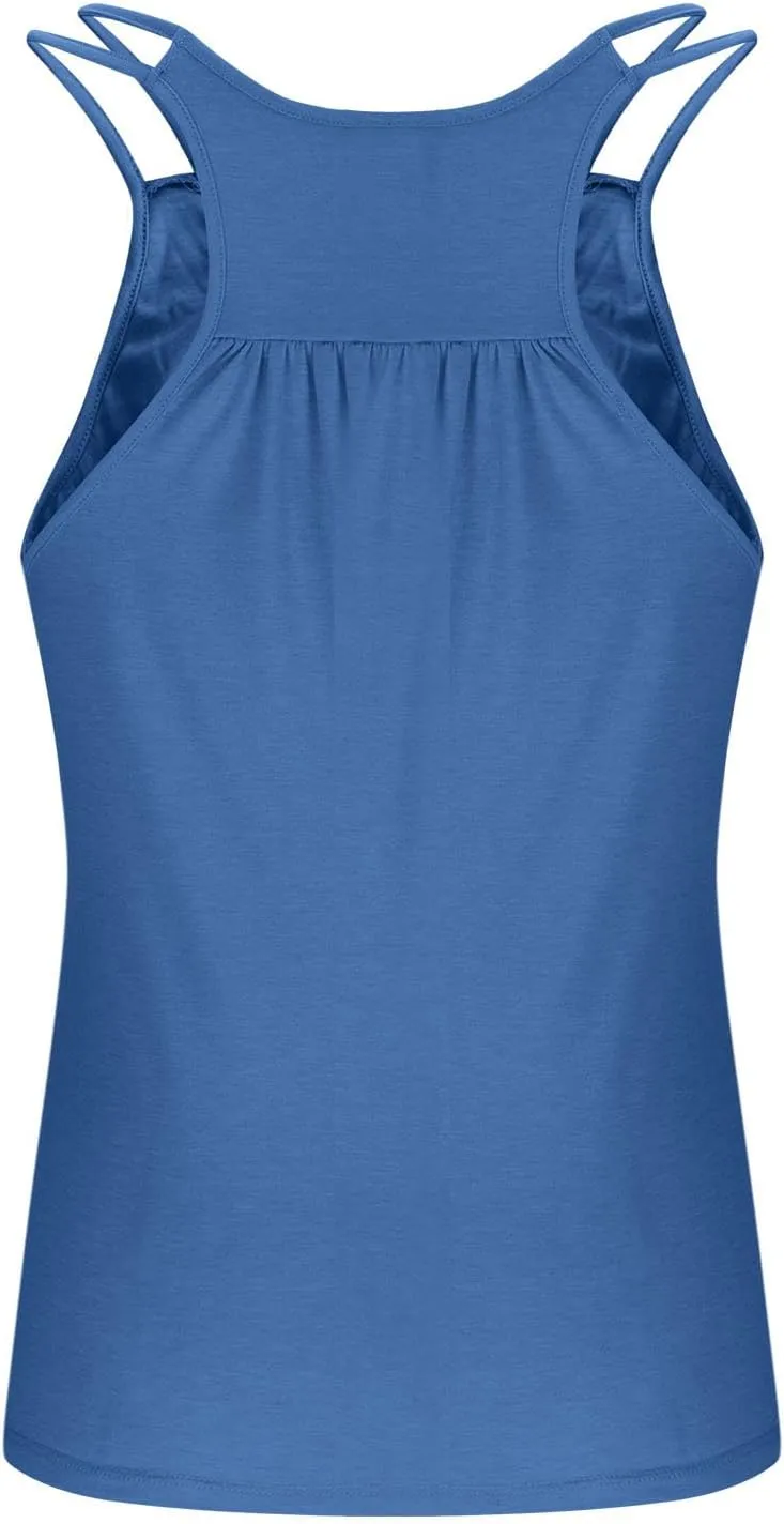Tank Top with Built in Bra for Women Sports Cute Cami Shirts Summer Workout Camisoles Sleeveless Under Clothes