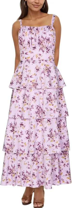 Tiered Ruffle Dress Women Casual Summer Spaghetti Strap Sleeveless Floral Layered Maxi Dress for Women Beach Sundress