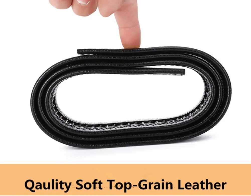 Top Grain Soft Leather Belts For Men 35mmRatchet No Hole Belt Dragon Black