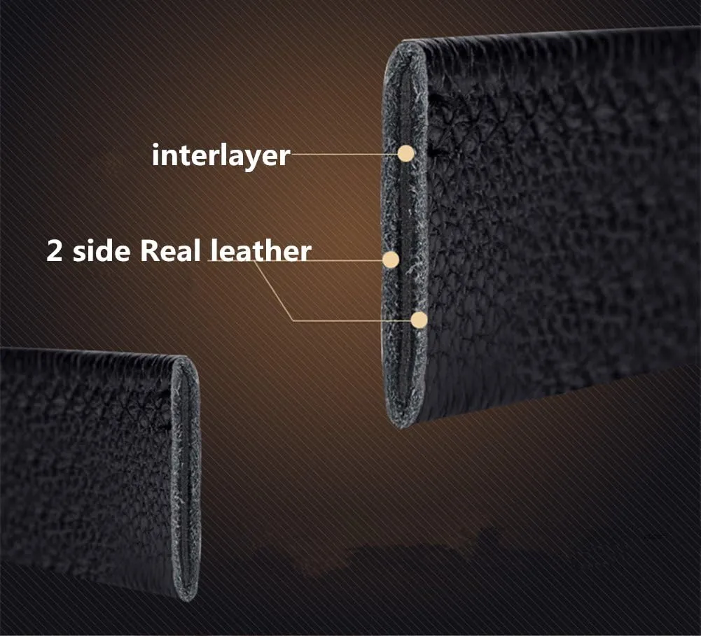 Top Grain Soft Leather Belts For Men 35mmRatchet No Hole Belt Dragon Black