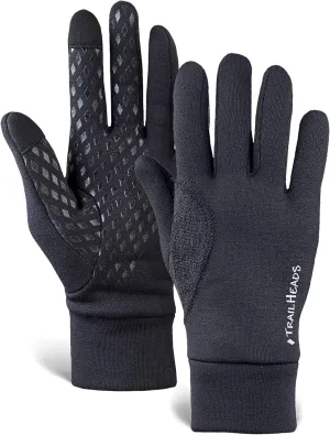 TrailHeads Men’s Power Running Gloves - Black Touchscreen Gloves - Lightweight Gloves