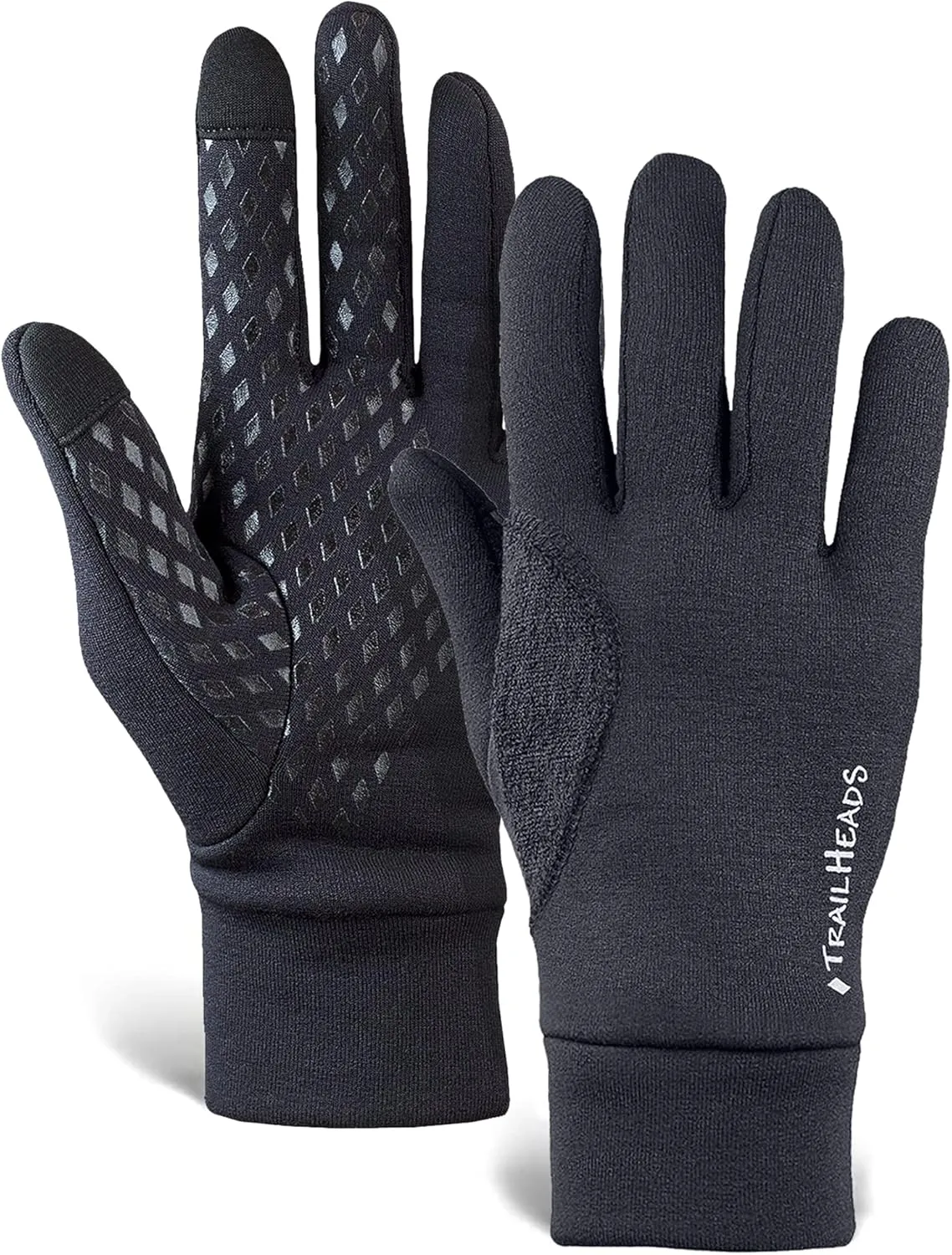 TrailHeads Men’s Power Running Gloves - Black Touchscreen Gloves - Lightweight Gloves