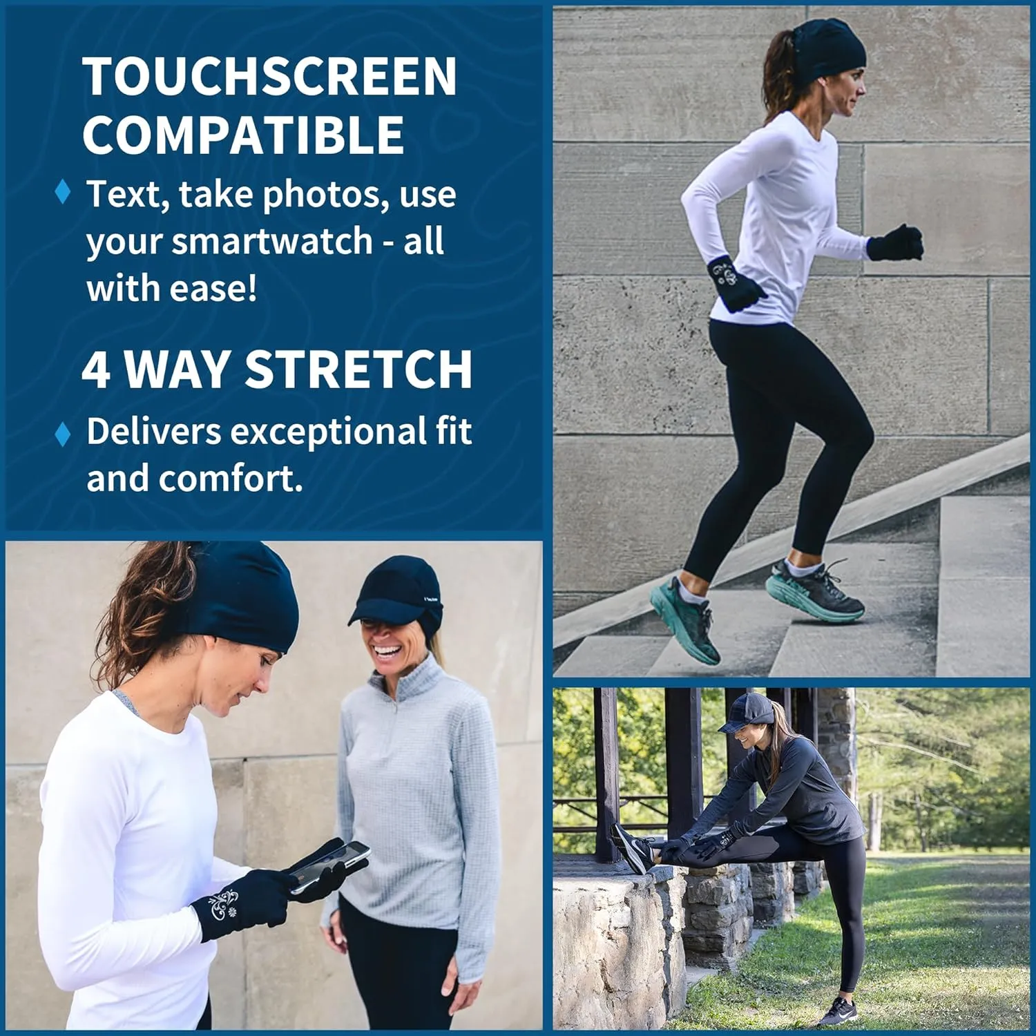 TrailHeads Womens Touchscreen Running Gloves - Accessories for Women Winter - Hiking, Biking, Sports