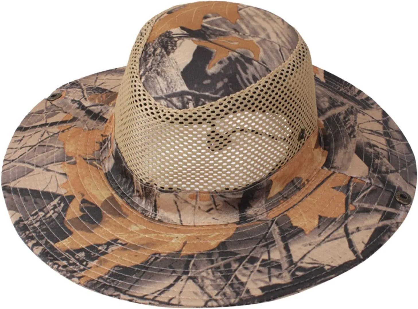 Unisex Mesh Camouflage Sun Hat Wide Brim Hat Panama Fedora Drawstring Foldable Lightweight Fishing Hat Retro Travel