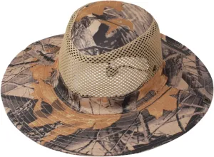 Unisex Mesh Camouflage Sun Hat Wide Brim Hat Panama Fedora Drawstring Foldable Lightweight Fishing Hat Retro Travel