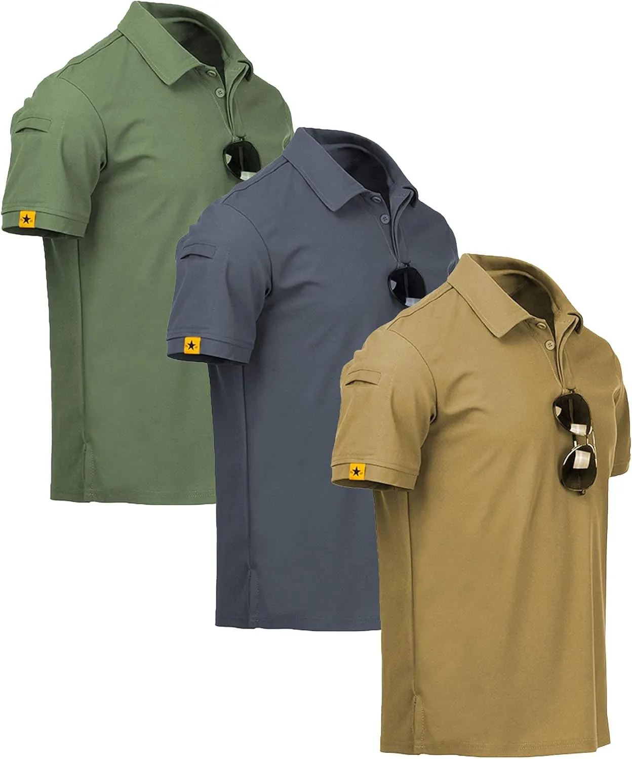 V VALANCH 3 Pack Polo Shirts for Men Short Sleeve Golf Tennis Work Summer Moisture Wicking Shirts
