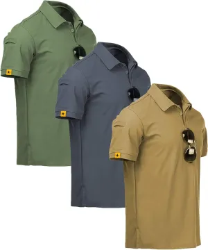V VALANCH 3 Pack Polo Shirts for Men Short Sleeve Golf Tennis Work Summer Moisture Wicking Shirts