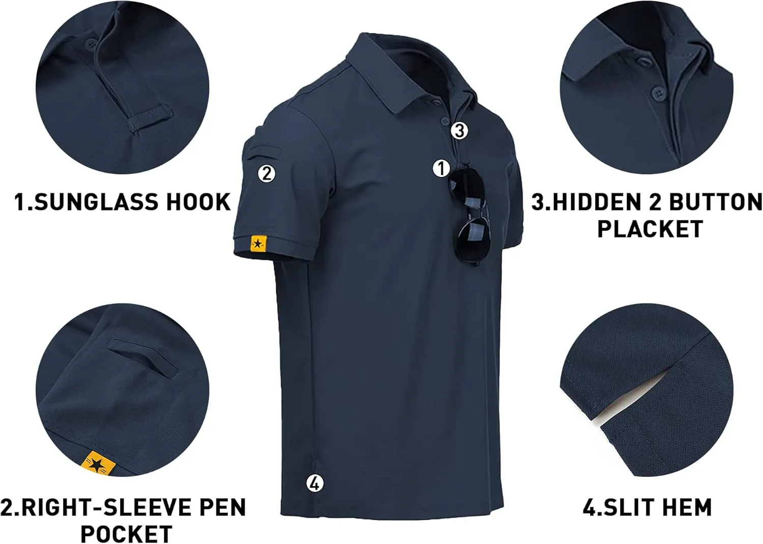 V VALANCH 3 Pack Polo Shirts for Men Short Sleeve Golf Tennis Work Summer Moisture Wicking Shirts
