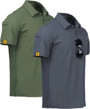 V VALANCH Polo Shirts for Men 2 Pack Golf Shirts Short Sleeve Collared Tennis T-Shirt Work Polos