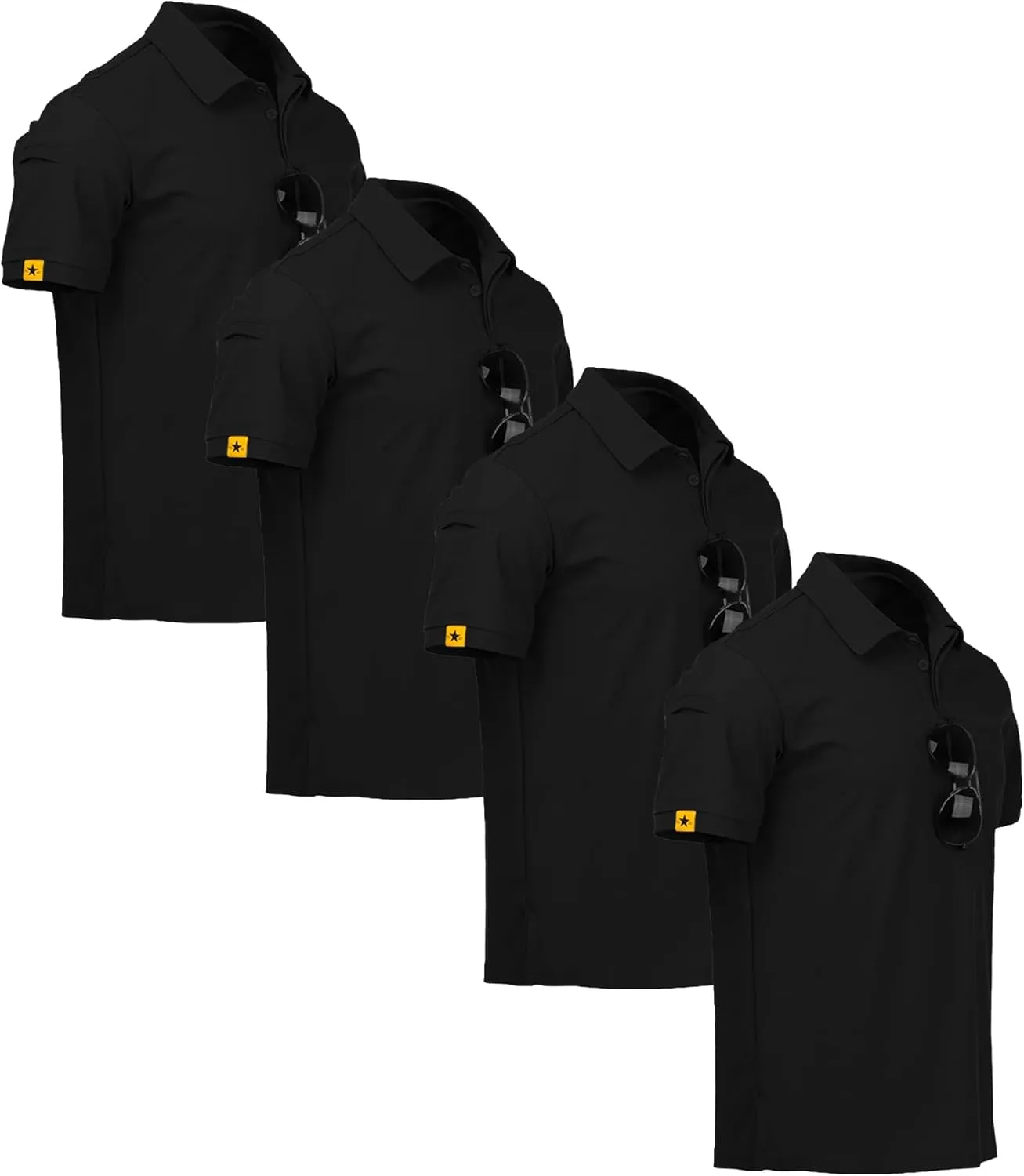 V VALANCH Polo Shirts for Men 4 Pack Short Sleeve Cool Dri Collared Tennis Golf Shirts