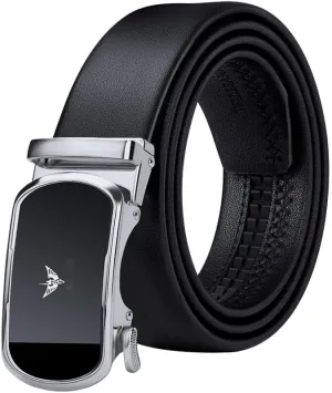 VANNANBA Leather ratchet Belts for Men，Mens Belt Automatic Sliding Buckle with Gift Box