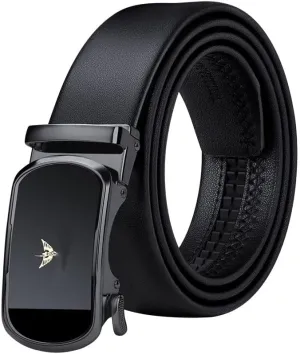 VANNANBA Leather ratchet Belts for Men，Mens Belt Automatic Sliding Buckle with Gift Box