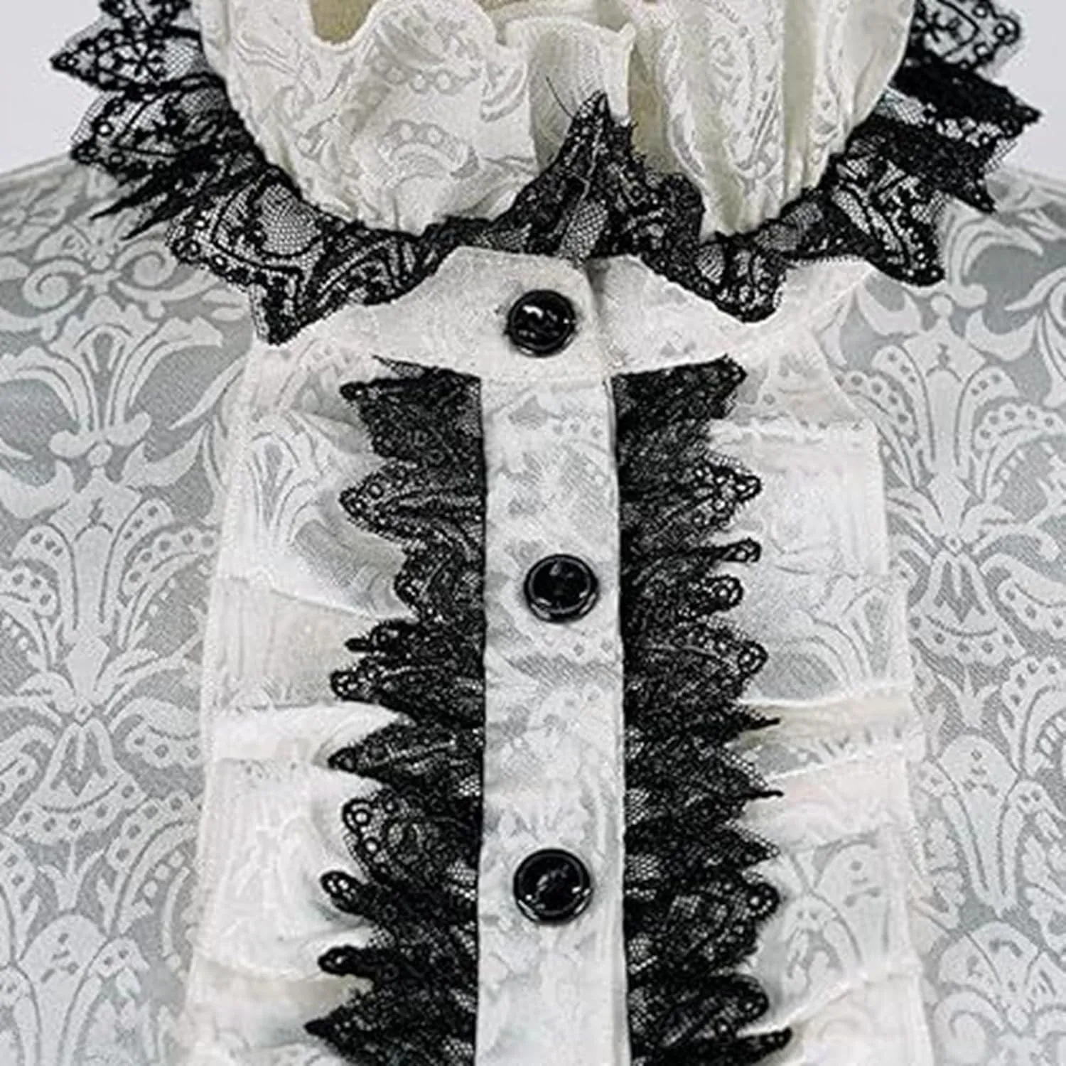 Victorian Gothic Shirt for Women Medieval Stand Collar Blouse Renaissance Ruffle Tops Halloween Costume