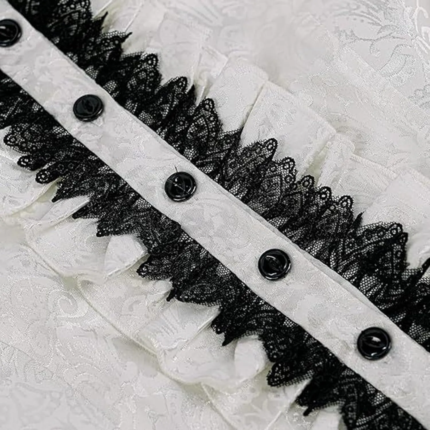 Victorian Gothic Shirt for Women Medieval Stand Collar Blouse Renaissance Ruffle Tops Halloween Costume