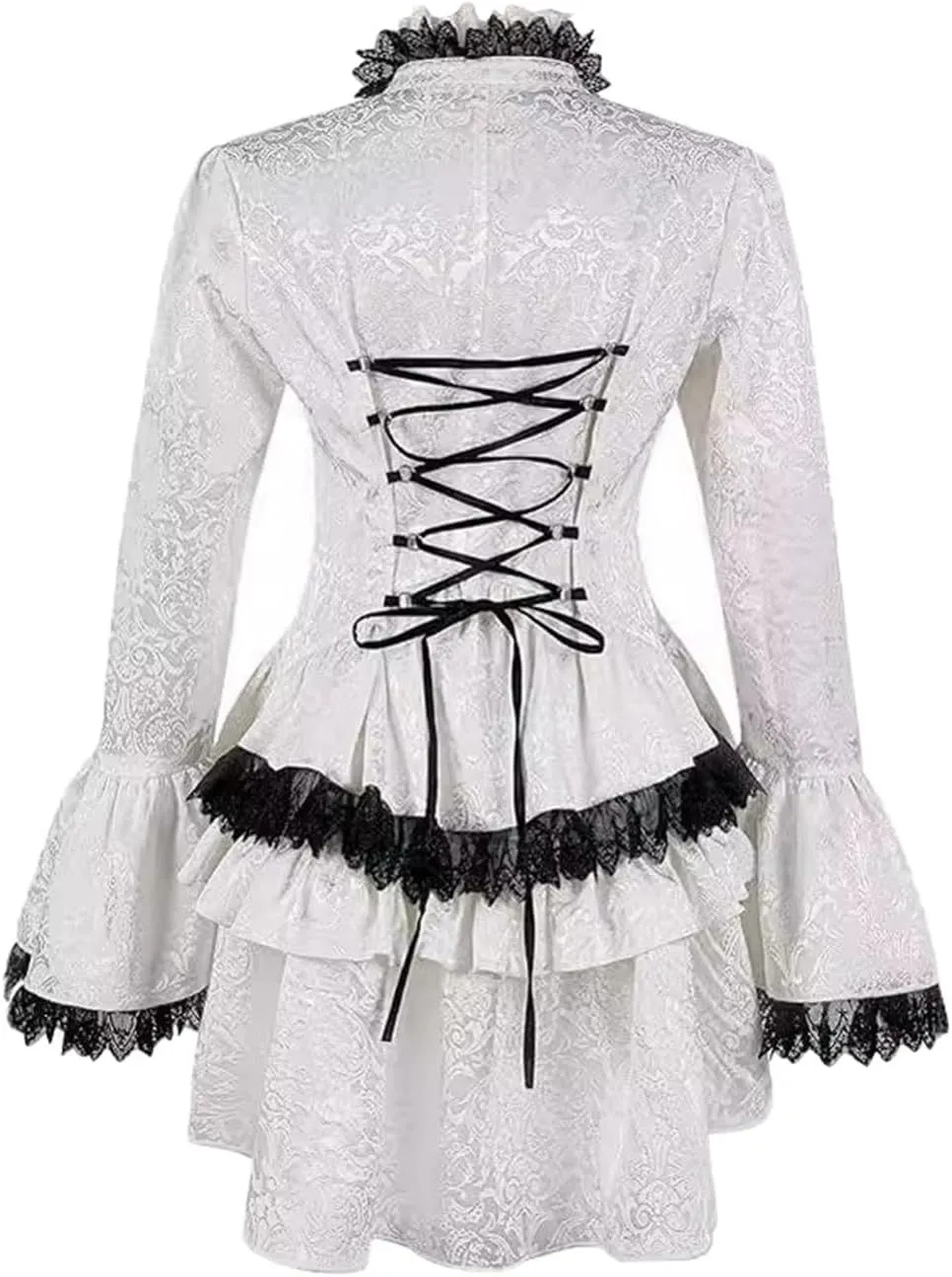 Victorian Gothic Shirt for Women Medieval Stand Collar Blouse Renaissance Ruffle Tops Halloween Costume