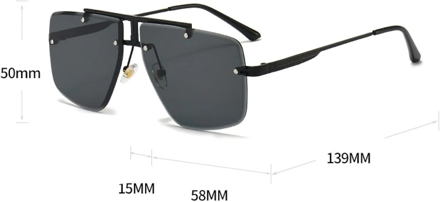 Vintage Fashion Rimless Men Luxury Classic Metal Sun Glasses for Male Travel Driving Eyewear