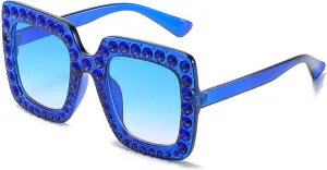 Vintage Oversized Diamond Sunglasses Women Big Frame Luxury Crystal Sun Glasses Rhinestone Eyewear