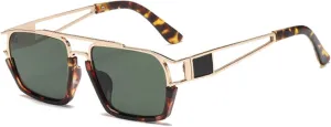 Vintage Punk Sunglasses Men Leopard Green Small Sun Glasses for Women Luxury Eyewear Uv400