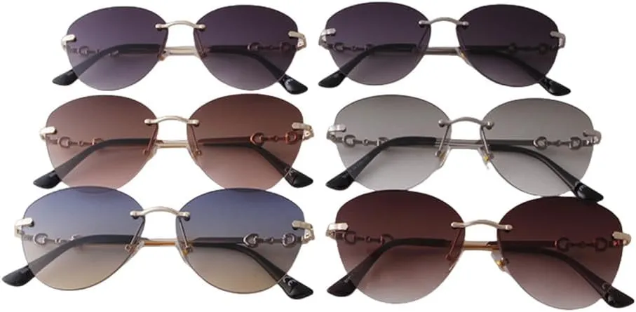 Vintage Rimless Diamond Cut Cat Eye Sunglasses Women Men Retro Fashion Ocean Lens Sun Glasses