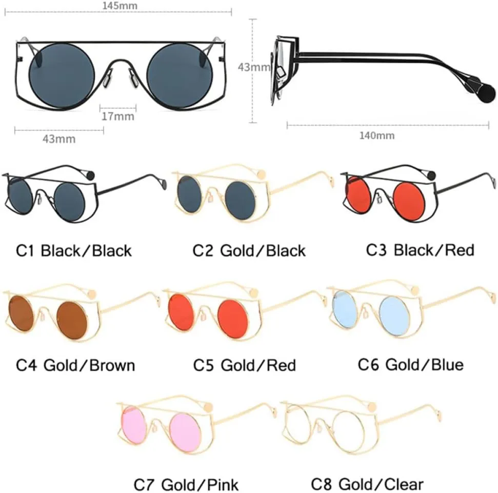 Vintage Round Sunglasses Men Small Frame Alloy Sun Glasses Female UV400 Driving Shades Steampunk Goggles Eyewear