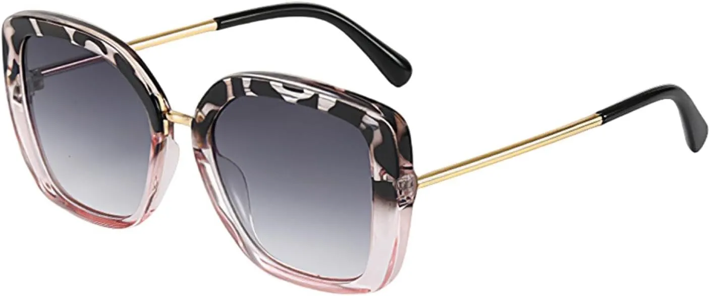 Vintage Sunglasses for Women Deep Blue Large Frame Gradient Blue Lens Glasses Metal