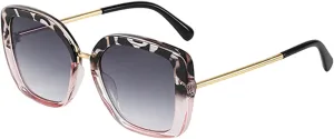 Vintage Sunglasses for Women Deep Blue Large Frame Gradient Blue Lens Glasses Metal