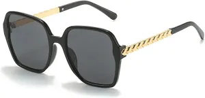 Vintage Sunglasses for Women Fashionable Sunglasses with Golden Chain Decoration