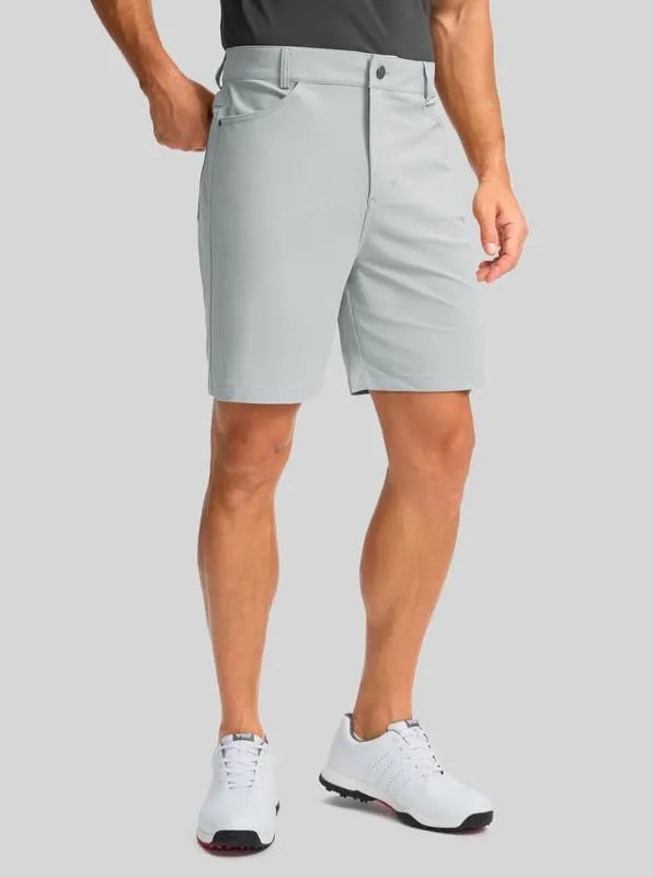 Viodia Men's Golf Shorts with Pockets 7 Inch Flat Front Slim Fit Chino Stretch Shorts for Men Summer Casual Dress