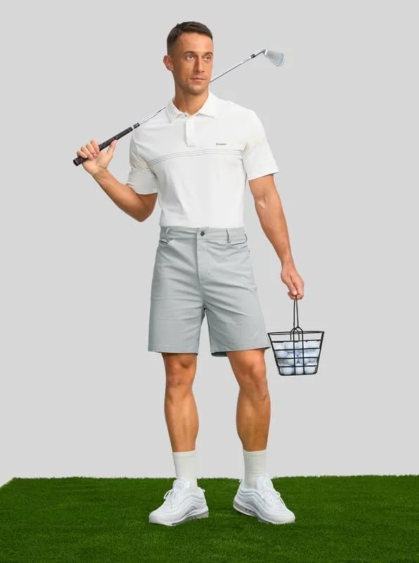 Viodia Men's Golf Shorts with Pockets 7 Inch Flat Front Slim Fit Chino Stretch Shorts for Men Summer Casual Dress