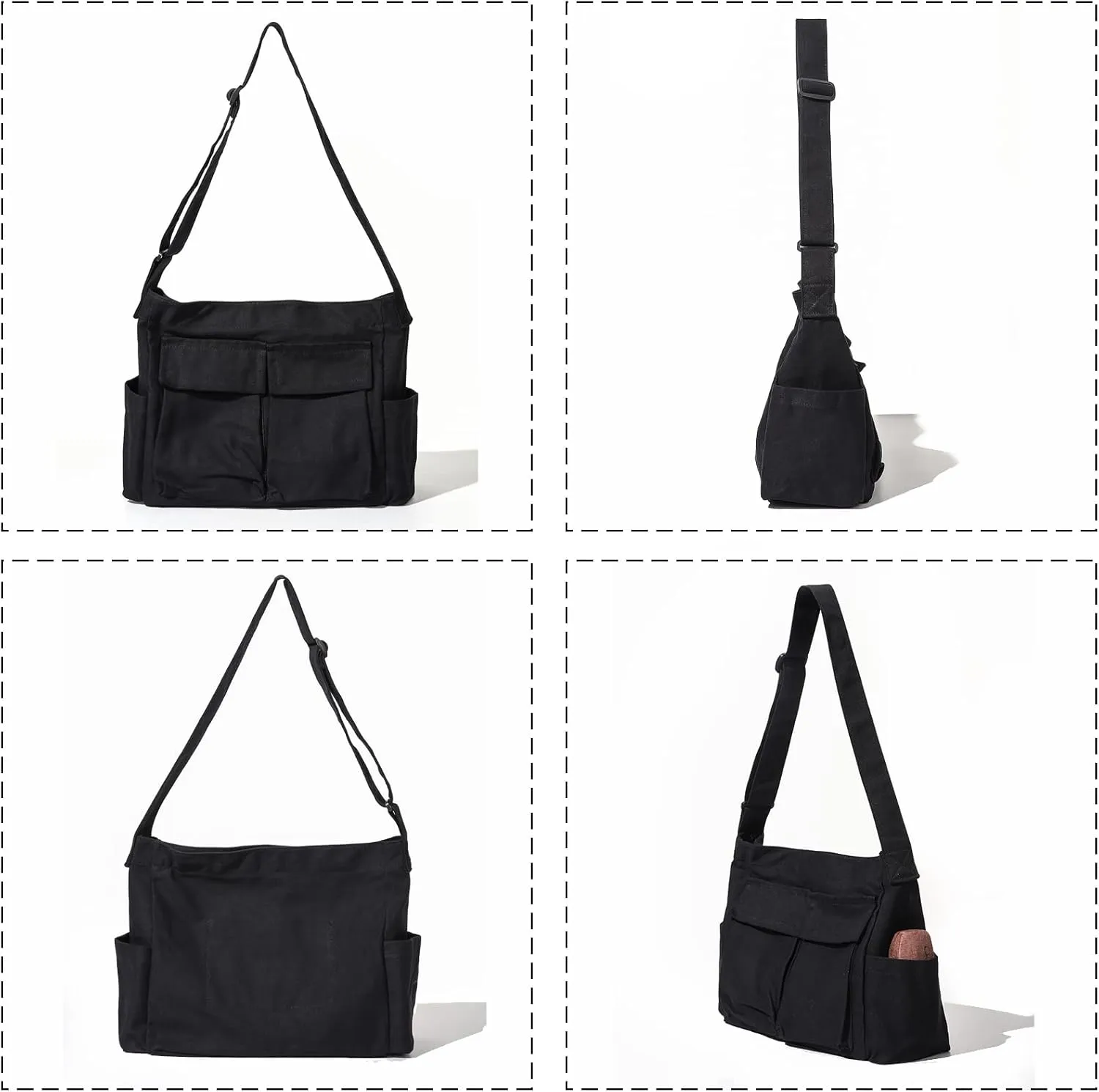 VODIU Messenger Bag Large Canvas Hobo Crossbody Tote for Women/Men, Shoulder Laptop Bag with Multi Pockets for Work,Travel