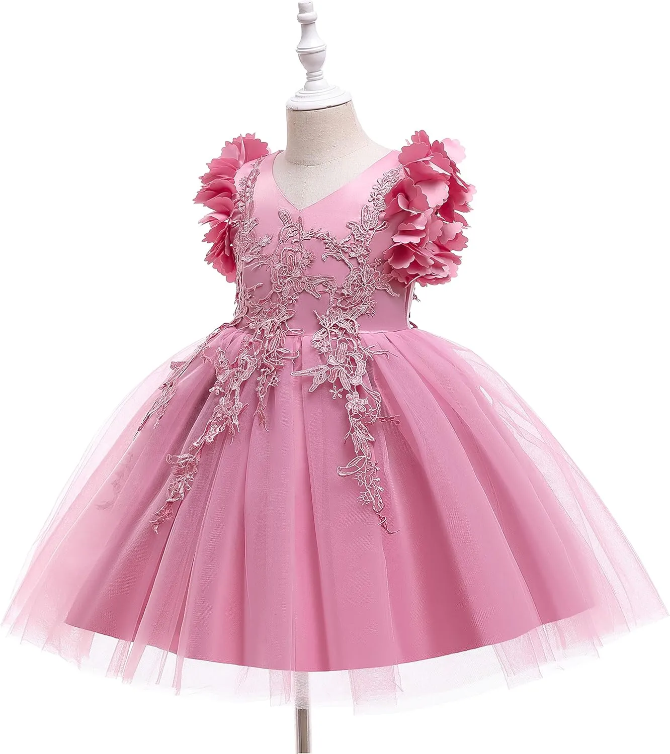 Weileenice Flower Girl Lace Dress Pageant Kids Wedding Christmas Holiday Party Dresses