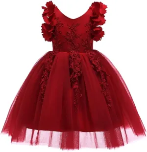 Weileenice Flower Girl Lace Dress Pageant Kids Wedding Christmas Holiday Party Dresses