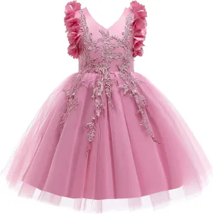 Weileenice Flower Girl Lace Dress Pageant Kids Wedding Christmas Holiday Party Dresses