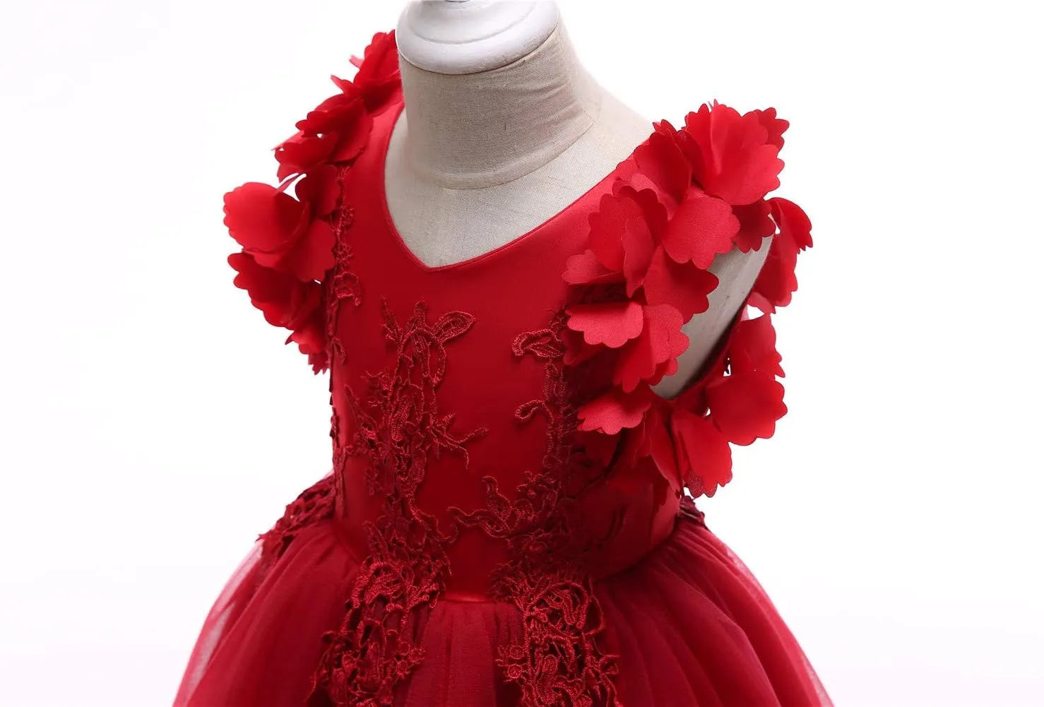 Weileenice Flower Girl Lace Dress Pageant Kids Wedding Christmas Holiday Party Dresses