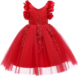 Weileenice Flower Girl Lace Dress Pageant Kids Wedding Christmas Holiday Party Dresses