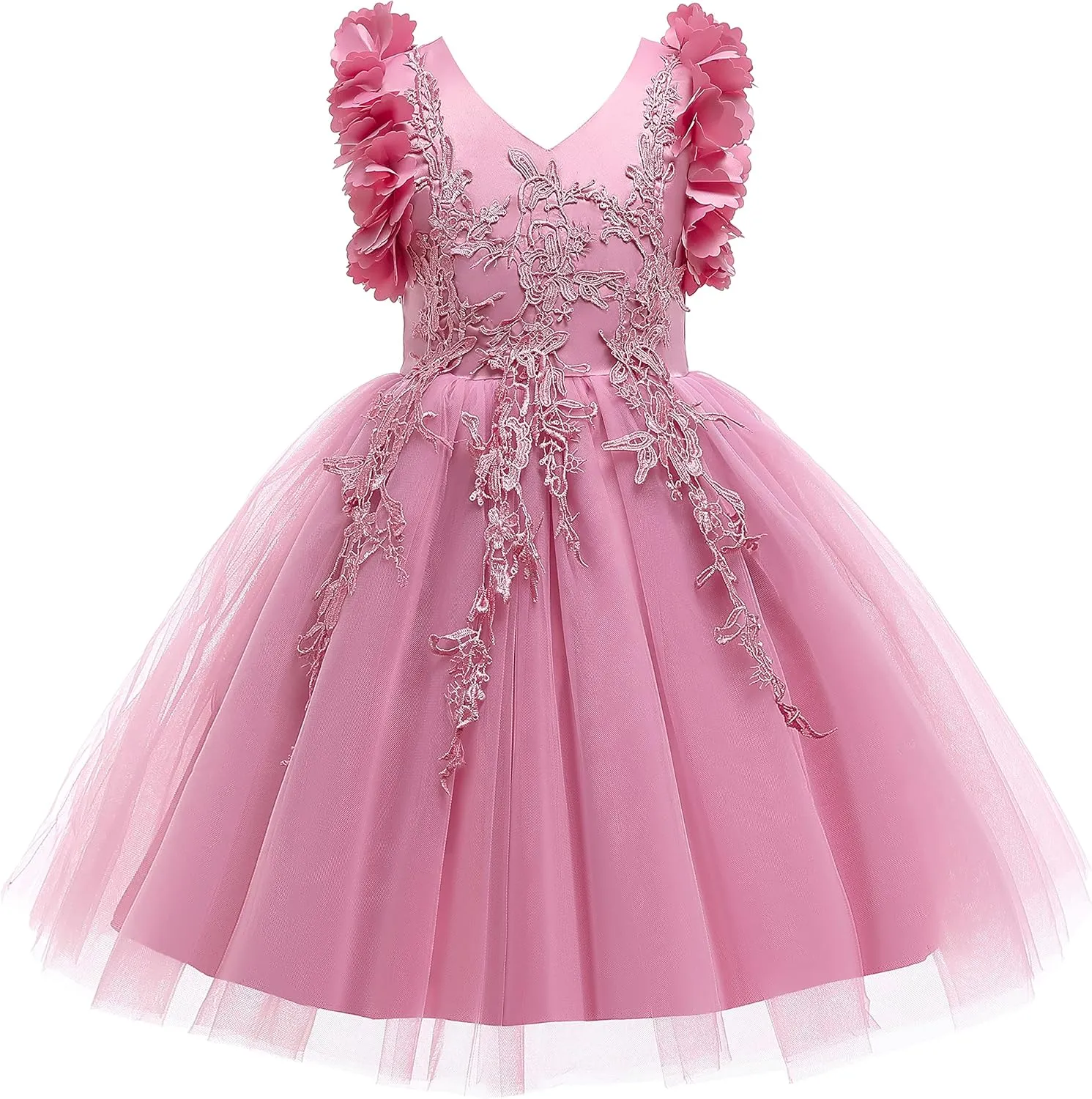 Weileenice Flower Girl Lace Dress Pageant Kids Wedding Christmas Holiday Party Dresses