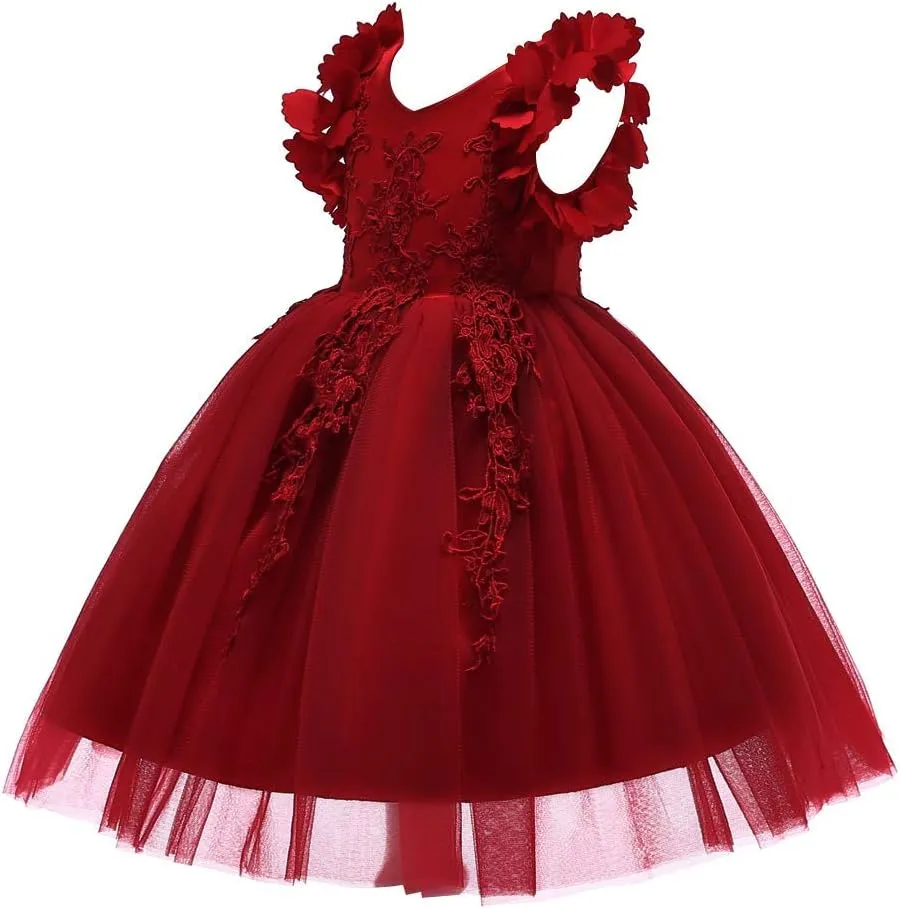 Weileenice Flower Girl Lace Dress Pageant Kids Wedding Christmas Holiday Party Dresses