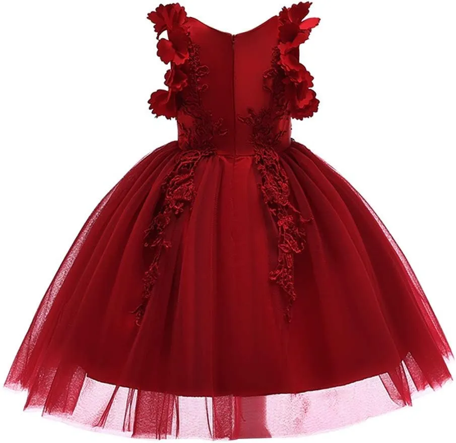 Weileenice Flower Girl Lace Dress Pageant Kids Wedding Christmas Holiday Party Dresses