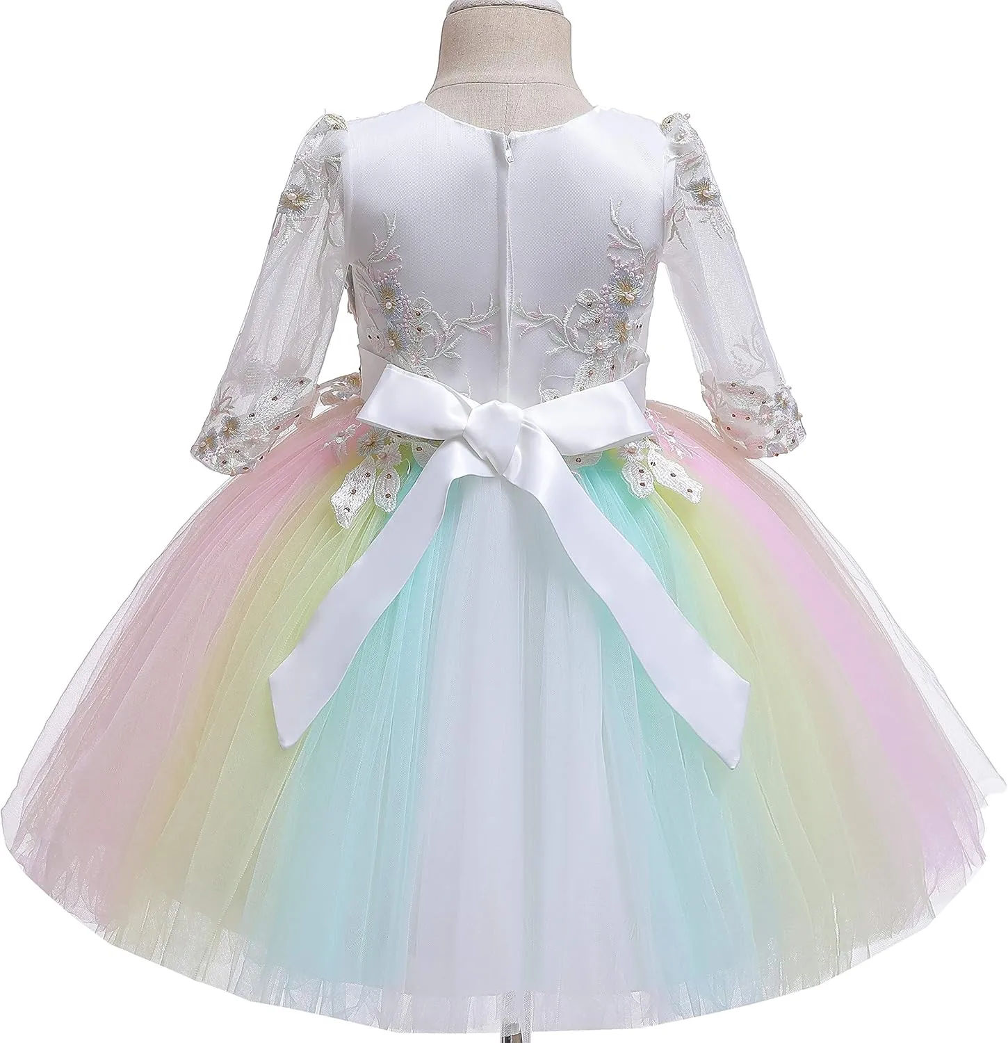 Weileenice Flower Girls Tulle Dress Kids Bridesmaid Wedding Party Birthday Communion Princess Tutu Dresses