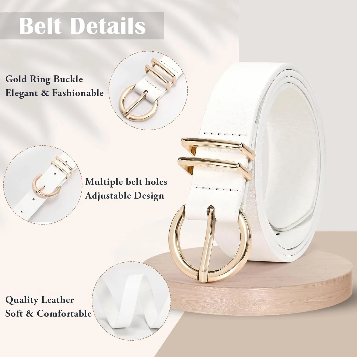 WHIPPY Women Leather Belt Fashion Design belt Gold Buckle Ladies Belt for Jeans Pants Dresses